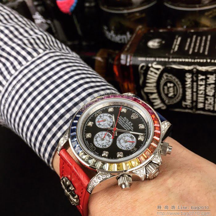 ROLEX勞力士 迪通拿 限量紀念版 佛羅倫斯克羅心錶帶 藍光鍍膜鏡面 奢華彩鑽圈口 男士腕表  wssb5148